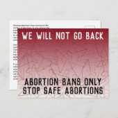 Pro Choice We gaan Roe niet terug v Wade Briefkaart (Voorkant / Achterkant)