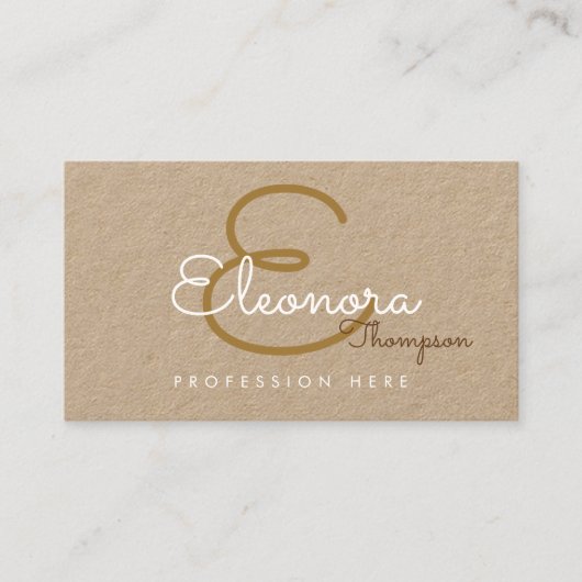 Pro-contactkaart / origineel monogram op Kraft Visitekaartje (Voorkant)