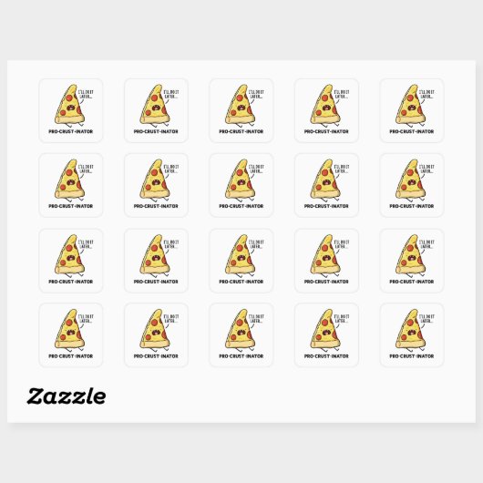 Pro-crust-inator Pizza Pun Sticker (Vel)