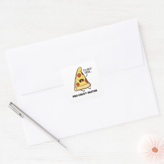Pro-crust-inator Pizza Pun Sticker (Envelop)