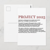 Pro Democracy Anti Project 2025 Republikein Trump Briefkaart (Voorkant / Achterkant)