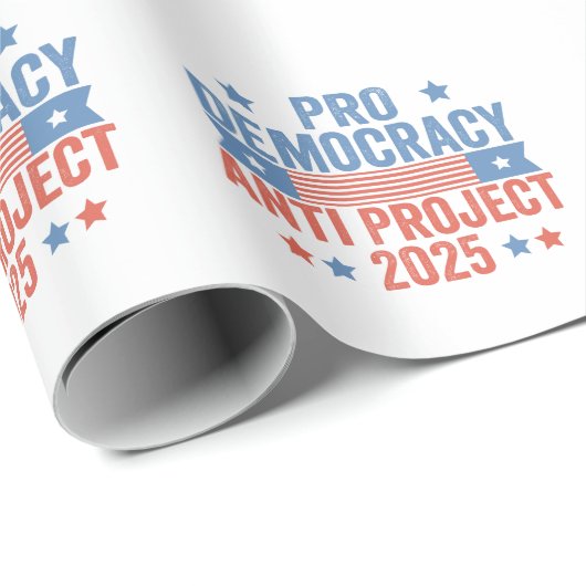Pro Democracy Anti Project 2025 Republikein Trump Cadeaupapier (Rol Hoek)