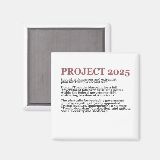 Pro Democracy Anti Project 2025 Republikein Trump Magneet (Voorkant / Achterkant)