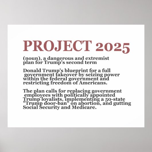Pro Democracy Anti Project 2025 Republikein Trump Poster (Voorkant)