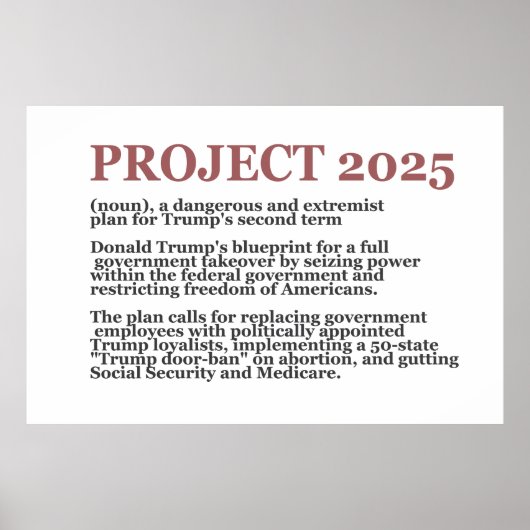 Pro Democracy Anti Project 2025 Republikein Trump Poster (Voorkant)
