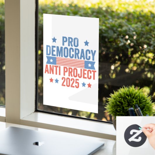 Pro Democracy Anti Project 2025 Republikein Trump Raamsticker (Kantoor)
