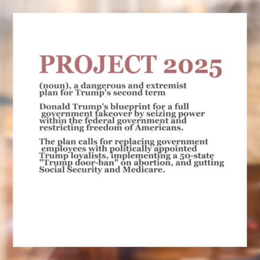 Pro Democracy Anti Project 2025 Republikein Trump Raamsticker (Vel 2)