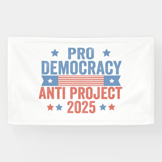 Pro Democracy Anti Project 2025 Republikein Trump Spandoek (Horizontaal)