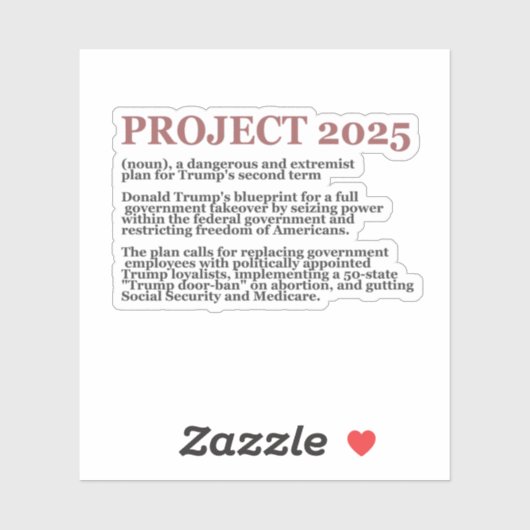 Pro Democracy Anti Project 2025 Republikein Trump Sticker (Vel)