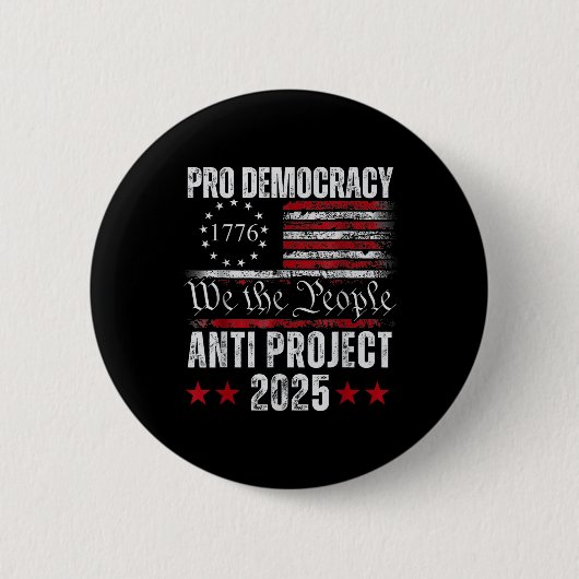 Pro Democracy Anti Project 2025 Stop Project 2025 Ronde Button 5,7 Cm (Voorkant)