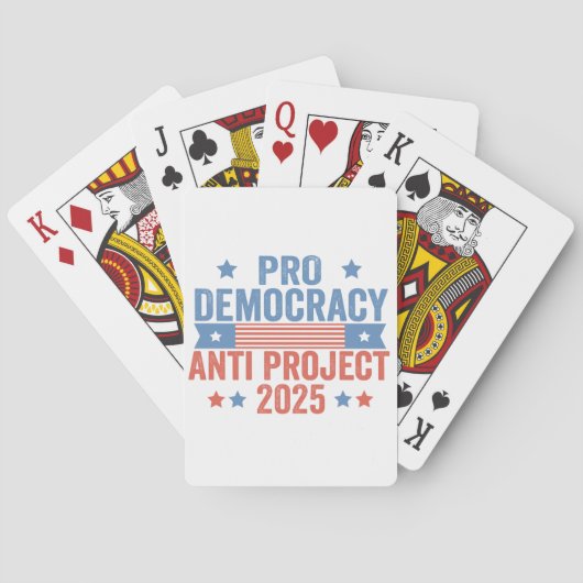 Pro Democratie Anti Project 2025 Republikein Trump Pokerkaarten (Achterkant)