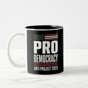Pro Democratisch Anti Project 2025 Trump 2025 Tweekleurige Koffiemok
