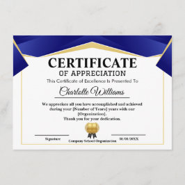 Pro Erkenning Waarderen Goud Blauw Certificaat