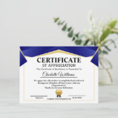 Pro Erkenning Waarderen Goud Blauw Certificaat (Staand voorkant)
