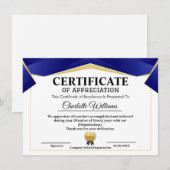 Pro Erkenning Waarderen Goud Blauw Certificaat (Voorkant / Achterkant)