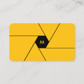 Pro Fotograaf Helder Geel Sluiter Lens Modern Visitekaartje (Voorkant)