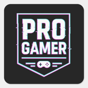 PRO GAMER — Neon Glitch Shield Vierkante Sticker