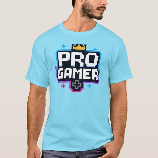 PRO GAMER — Pixel Art 8-bits badg T-shirt (Voorkant)