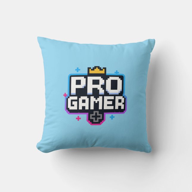 PRO GAMER — Pixel Art 8-bits badge Kussen (Voorkant)
