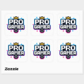 PRO GAMER — Pixel Art 8-bits badge Vierkante Sticker (Vel)