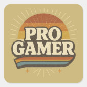 PRO GAMER —  Sunset Badge Vierkante Sticker (Voorkant)