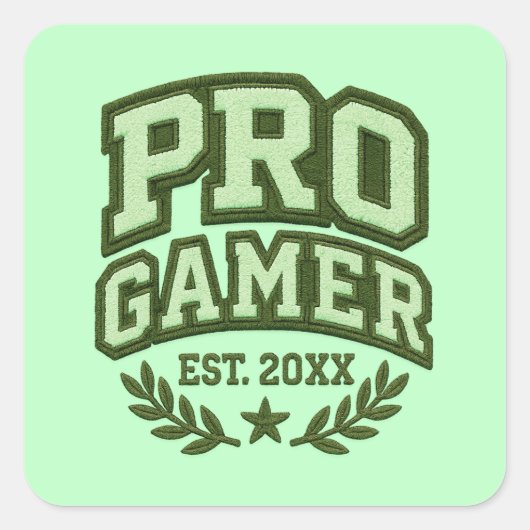PRO GAMER — Varsity Chenille Patch Vierkante Sticker (Voorkant)