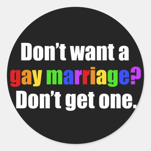 Pro Gay Marriage Ronde Sticker (Voorkant)
