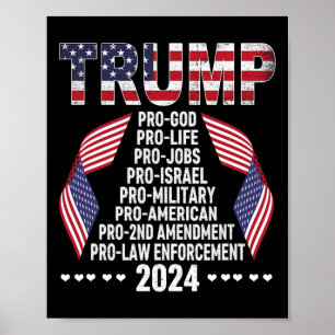 Pro God Pro Life Pro Jobs Pro Israel Pro Militair Poster