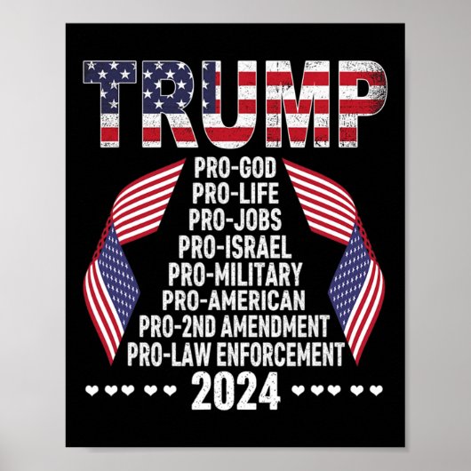 Pro God Pro Life Pro Jobs Pro Israel Pro Militair Poster (Voorkant)