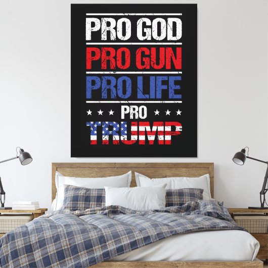 Pro God Pro Pistool Pro Life Pro Trump Verkiezing Canvas Afdruk (Insitu (Slaapkamer))
