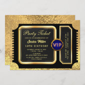 PRO Golden Party Ticket Uitnodiging (Voorkant / Achterkant)