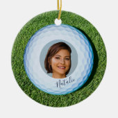 Pro Golf-foto getekend met Golfbal kerst Keramisch Ornament (Voorkant)