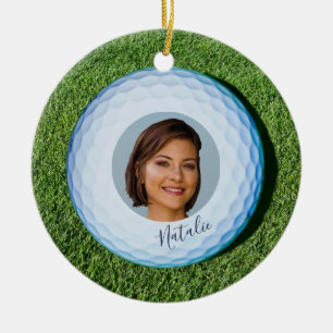 Pro Golf-foto getekend met Golfbal kerst Keramisch Ornament