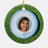 Pro Golf-foto getekend met Golfbal kerst Keramisch Ornament (Achterkant)