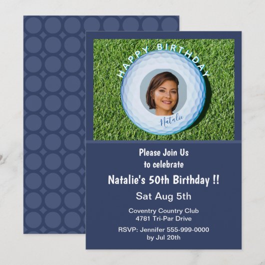 Pro Golfer Foto getekend Golf Ball 50th Birthday Kaart (Voorkant / Achterkant)