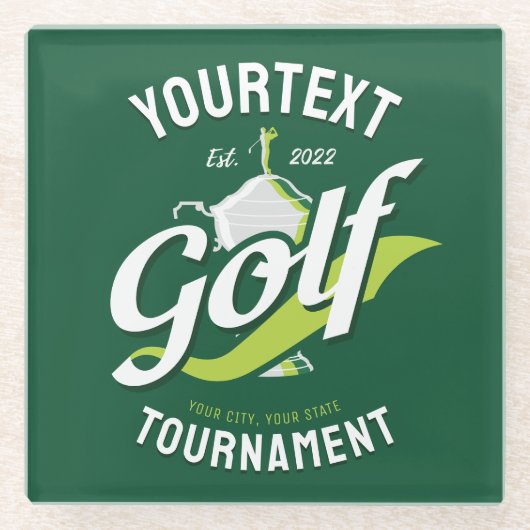 Pro Golfer NAAM Golf Trofee Toernooi Golfen Glazen Onderzetter (Voorkant)