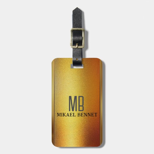 PRO Goud Geborsteld Metallic Bagagelabel (Voorkant verticaal)