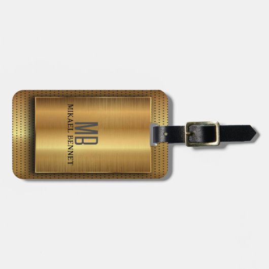 PRO Goud Geborsteld Metallic Bagagelabel (Voorkant horizontaal)