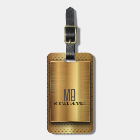 PRO Goud Geborsteld Metallic Bagagelabel (Voorkant verticaal)