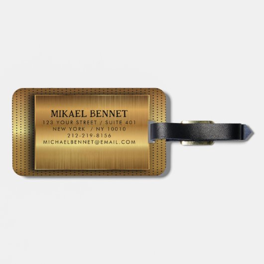 PRO Goud Geborsteld Metallic Bagagelabel (Achterkant horizontaal)
