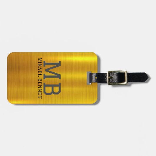 PRO Goud Geborsteld Metallic Bagagelabel (Voorkant horizontaal)