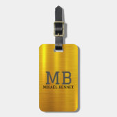 PRO Goud Geborsteld Metallic Bagagelabel (Voorkant verticaal)