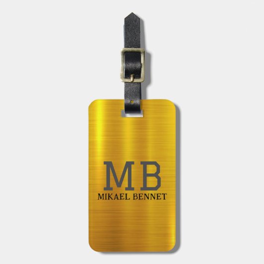 PRO Goud Geborsteld Metallic Bagagelabel (Voorkant verticaal)