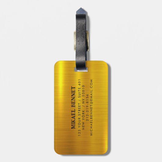 PRO Goud Geborsteld Metallic Bagagelabel (Achterkant verticaal)