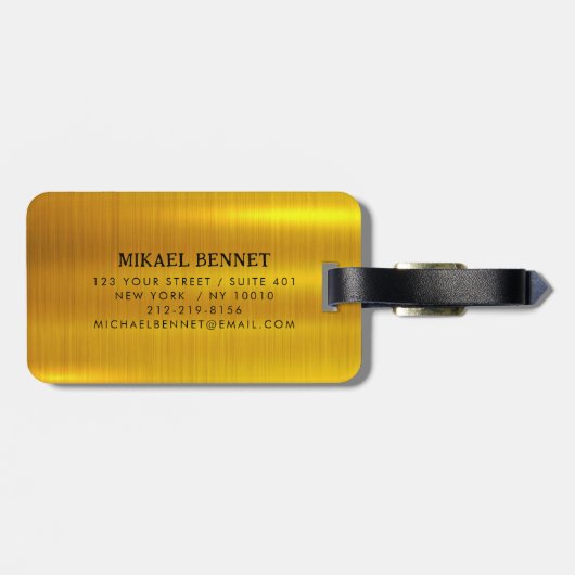 PRO Goud Geborsteld Metallic Bagagelabel (Achterkant horizontaal)