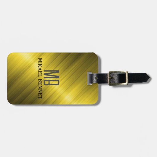 PRO Goud Geborsteld Metallic Bagagelabel (Voorkant horizontaal)