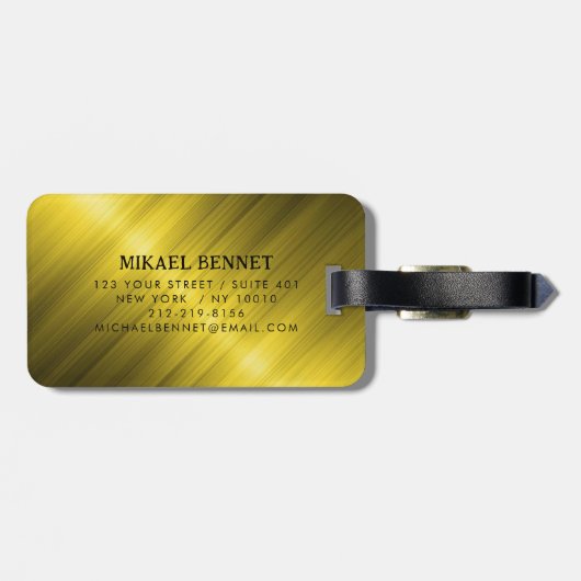 PRO Goud Geborsteld Metallic Bagagelabel (Achterkant horizontaal)