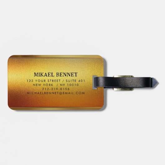 PRO Goud Geborsteld Metallic Bagagelabel (Achterkant horizontaal)