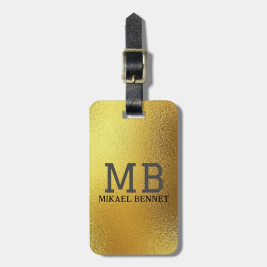 PRO Goud Geborsteld Metallic Bagagelabel (Voorkant verticaal)