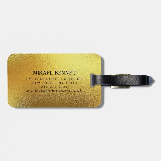 PRO Goud Geborsteld Metallic Bagagelabel (Achterkant horizontaal)